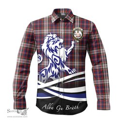 ScotsTee Shop Scottish MacFarlane Dress Clan Crest Tartan Alba Gu Brath Regal Lion Emblem Long Sleeve Shirt