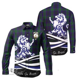 ScotsTee Shop Scottish Lumsden Green Clan Crest Tartan Alba Gu Brath Regal Lion Emblem Long Sleeve Shirt