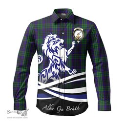 ScotsTee Shop Scottish Lumsden Green Clan Crest Tartan Alba Gu Brath Regal Lion Emblem Long Sleeve Shirt