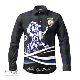 ScotsTee Shop Scottish Lumsden Hunting Clan Crest Tartan Alba Gu Brath Regal Lion Emblem Long Sleeve Shirt