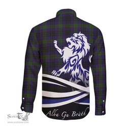 ScotsTee Shop Scottish Lumsden Hunting Clan Crest Tartan Alba Gu Brath Regal Lion Emblem Long Sleeve Shirt