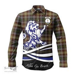 ScotsTee Shop Scottish MacKay of Strathnaver Clan Crest Tartan Alba Gu Brath Regal Lion Emblem Long Sleeve Shirt