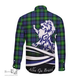 ScotsTee Shop Scottish Gordon Modern Clan Crest Tartan Alba Gu Brath Regal Lion Emblem Long Sleeve Shirt