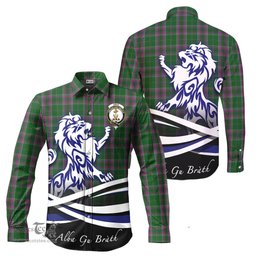 ScotsTee Shop Scottish Gray Hunting Clan Crest Tartan Alba Gu Brath Regal Lion Emblem Long Sleeve Shirt