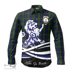 ScotsTee Shop Scottish Gunn Clan Crest Tartan Alba Gu Brath Regal Lion Emblem Long Sleeve Shirt