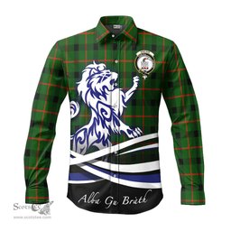 ScotsTee Shop Scottish Kincaid Modern Clan Crest Tartan Alba Gu Brath Regal Lion Emblem Long Sleeve Shirt