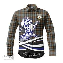 ScotsTee Shop Scottish Gordon Weathered Clan Crest Tartan Alba Gu Brath Regal Lion Emblem Long Sleeve Shirt