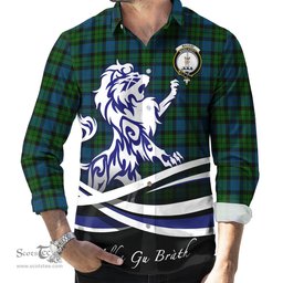 ScotsTee Shop Scottish MacKay Modern Clan Crest Tartan Alba Gu Brath Regal Lion Emblem Long Sleeve Shirt