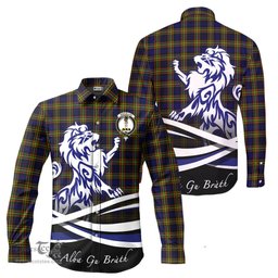 ScotsTee Shop Scottish MacLellan Modern Clan Crest Tartan Alba Gu Brath Regal Lion Emblem Long Sleeve Shirt