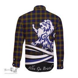 ScotsTee Shop Scottish MacLellan Modern Clan Crest Tartan Alba Gu Brath Regal Lion Emblem Long Sleeve Shirt