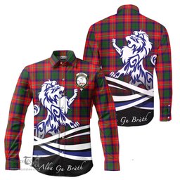 ScotsTee Shop Scottish Riddell Clan Crest Tartan Alba Gu Brath Regal Lion Emblem Long Sleeve Shirt