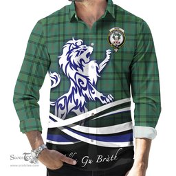 ScotsTee Shop Scottish Ross Hunting Ancient Clan Crest Tartan Alba Gu Brath Regal Lion Emblem Long Sleeve Shirt