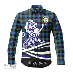 ScotsTee Shop Scottish Guthrie Ancient Clan Crest Tartan Alba Gu Brath Regal Lion Emblem Long Sleeve Shirt