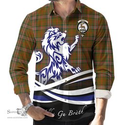 ScotsTee Shop Scottish Scott Brown Modern Clan Crest Tartan Alba Gu Brath Regal Lion Emblem Long Sleeve Shirt