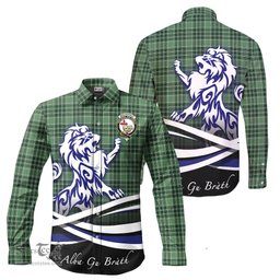 ScotsTee Shop Scottish MacDonald Lord of the Isles Hunting Clan Crest Tartan Alba Gu Brath Regal Lion Emblem Long Sleeve Shirt