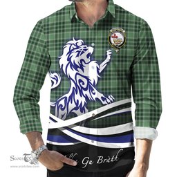 ScotsTee Shop Scottish MacDonald Lord of the Isles Hunting Clan Crest Tartan Alba Gu Brath Regal Lion Emblem Long Sleeve Shirt