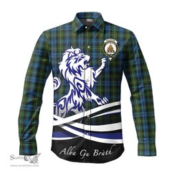 ScotsTee Shop Scottish MacKenzie Clan Crest Tartan Alba Gu Brath Regal Lion Emblem Long Sleeve Shirt