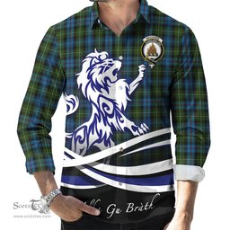 ScotsTee Shop Scottish MacKenzie Clan Crest Tartan Alba Gu Brath Regal Lion Emblem Long Sleeve Shirt