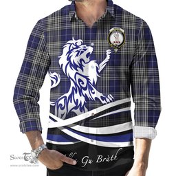 ScotsTee Shop Scottish Napier Clan Crest Tartan Alba Gu Brath Regal Lion Emblem Long Sleeve Shirt
