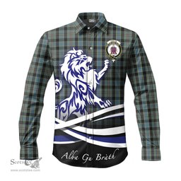 ScotsTee Shop Scottish Ogilvie (Ogilvy) Hunting Clan Crest Tartan Alba Gu Brath Regal Lion Emblem Long Sleeve Shirt