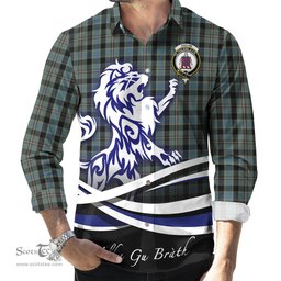 ScotsTee Shop Scottish Ogilvie (Ogilvy) Hunting Clan Crest Tartan Alba Gu Brath Regal Lion Emblem Long Sleeve Shirt