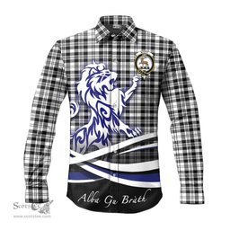 ScotsTee Shop Scottish Scott Black White Clan Crest Tartan Alba Gu Brath Regal Lion Emblem Long Sleeve Shirt