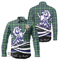 ScotsTee Shop Scottish MacThomas Ancient Clan Crest Tartan Alba Gu Brath Regal Lion Emblem Long Sleeve Shirt