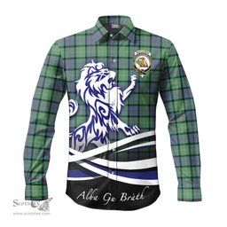 ScotsTee Shop Scottish MacThomas Ancient Clan Crest Tartan Alba Gu Brath Regal Lion Emblem Long Sleeve Shirt