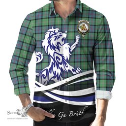 ScotsTee Shop Scottish MacThomas Ancient Clan Crest Tartan Alba Gu Brath Regal Lion Emblem Long Sleeve Shirt
