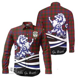 ScotsTee Shop Scottish Ross Clan Crest Tartan Alba Gu Brath Regal Lion Emblem Long Sleeve Shirt