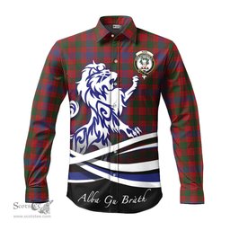 ScotsTee Shop Scottish Ross Clan Crest Tartan Alba Gu Brath Regal Lion Emblem Long Sleeve Shirt