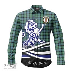 ScotsTee Shop Scottish Melville Ancient Clan Crest Tartan Alba Gu Brath Regal Lion Emblem Long Sleeve Shirt