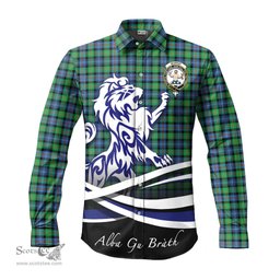 ScotsTee Shop Scottish Murray of Atholl Ancient Clan Crest Tartan Alba Gu Brath Regal Lion Emblem Long Sleeve Shirt