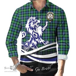 ScotsTee Shop Scottish Murray of Atholl Ancient Clan Crest Tartan Alba Gu Brath Regal Lion Emblem Long Sleeve Shirt