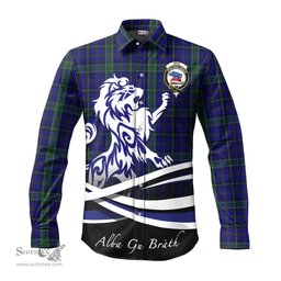 ScotsTee Shop Scottish Weir Clan Crest Tartan Alba Gu Brath Regal Lion Emblem Long Sleeve Shirt