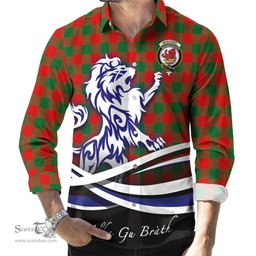 ScotsTee Shop Scottish Moncrieff Modern Clan Crest Tartan Alba Gu Brath Regal Lion Emblem Long Sleeve Shirt