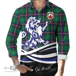 ScotsTee Shop Scottish Young Modern Clan Crest Tartan Alba Gu Brath Regal Lion Emblem Long Sleeve Shirt
