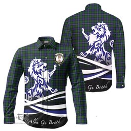 ScotsTee Shop Scottish Robertson Hunting Clan Crest Tartan Alba Gu Brath Regal Lion Emblem Long Sleeve Shirt