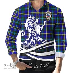 ScotsTee Shop Scottish Weir Modern Clan Crest Tartan Alba Gu Brath Regal Lion Emblem Long Sleeve Shirt