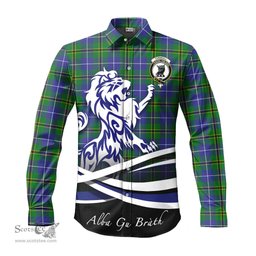 ScotsTee Shop Scottish Turnbull Hunting Clan Crest Tartan Alba Gu Brath Regal Lion Emblem Long Sleeve Shirt