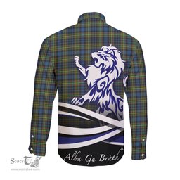 ScotsTee Shop Scottish MacLellan Ancient Clan Crest Tartan Alba Gu Brath Regal Lion Emblem Long Sleeve Shirt