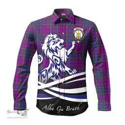ScotsTee Shop Scottish Wardlaw Modern Clan Crest Tartan Alba Gu Brath Regal Lion Emblem Long Sleeve Shirt