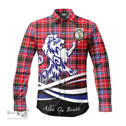 ScotsTee Shop Scottish Straiton Clan Crest Tartan Alba Gu Brath Regal Lion Emblem Long Sleeve Shirt