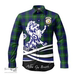 ScotsTee Shop Scottish Oliphant Modern Clan Crest Tartan Alba Gu Brath Regal Lion Emblem Long Sleeve Shirt