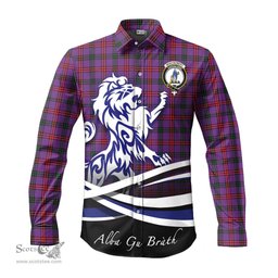 ScotsTee Shop Scottish Montgomery Modern Clan Crest Tartan Alba Gu Brath Regal Lion Emblem Long Sleeve Shirt