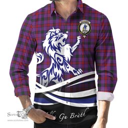 ScotsTee Shop Scottish Montgomery Modern Clan Crest Tartan Alba Gu Brath Regal Lion Emblem Long Sleeve Shirt