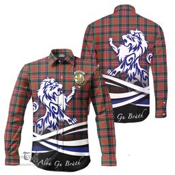 ScotsTee Shop Scottish MacPherson Ancient Clan Crest Tartan Alba Gu Brath Regal Lion Emblem Long Sleeve Shirt