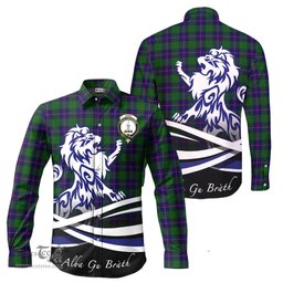 ScotsTee Shop Scottish Shaw Modern Clan Crest Tartan Alba Gu Brath Regal Lion Emblem Long Sleeve Shirt