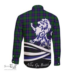 ScotsTee Shop Scottish Shaw Modern Clan Crest Tartan Alba Gu Brath Regal Lion Emblem Long Sleeve Shirt
