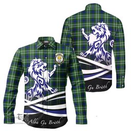 ScotsTee Shop Scottish Purves Clan Crest Tartan Alba Gu Brath Regal Lion Emblem Long Sleeve Shirt